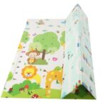 Covoras pentru Copii, Embo, cu 2 Fete, Model Oras/Safari, din XPE+PE, Impermeabil, Antiderapant, Protectie Termica, +3 Luni, Pliabil, 180 x 200 x 1 cm, Multicolor - imagine 3