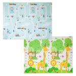 Covoras pentru Copii, Embo, cu 2 Fete, Model Oras/Safari, din XPE+PE, Impermeabil, Antiderapant, Protectie Termica, +3 Luni, Pliabil, 180 x 200 x 1 cm, Multicolor