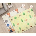 Covoras pentru Copii, Embo, cu 2 Fete, Model Padure/Elefanti, din XPE+PE, Impermeabil, Antiderapant, Protectie Termica, +3 Luni, Pliabil, 180 x 200 x 1.5 cm, Multicolor - imagine 3