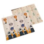 Covoras pentru Copii, Embo, cu 2 Fete, Model Padure/Elefanti, din XPE+PE, Impermeabil, Antiderapant, Protectie Termica, +3 Luni, Pliabil, 180 x 200 x 1.5 cm, Multicolor