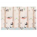 Covoras pentru Copii, Embo, cu 2 Fete, Model Panda/Party, din XPE+PE, Impermeabil, Antiderapant, Protectie Termica, +3 Luni, Pliabil, 180 x 200 x 1 cm, Multicolor