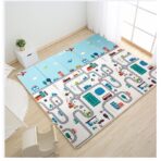 Covoras pentru Copii, Embo, cu 2 Fete, Model Trafic/Girafe, din XPE+PE, Impermeabil, Antiderapant, Protectie Termica, +3 Luni, Pliabil, 180 x 200 x 1 cm, Multicolor - imagine 2