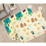 Covoras pentru Copii, Embo, cu 2 Fete, Model Zmeu/Ursi, din XPE+PE, Impermeabil, Antiderapant, Protectie Termica, +3 Luni, Pliabil, 180 x 200 x 1.5 cm, Multicolor - imagine 3
