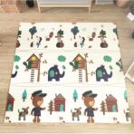 Covoras pentru Copii, Embo, cu 2 Fete, Model ZOO/Ursulet, din XPE+PE, Impermeabil, Antiderapant, Protectie Termica, +3 Luni, Pliabil, 150 x 200 x 1.5 cm, Multicolor - imagine 6