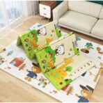 Covoras pentru Copii, Embo, cu 2 Fete, Model ZOO/Ursulet, din XPE+PE, Impermeabil, Antiderapant, Protectie Termica, +3 Luni, Pliabil, 180 x 200 x 1.5 cm, Multicolor - imagine 5