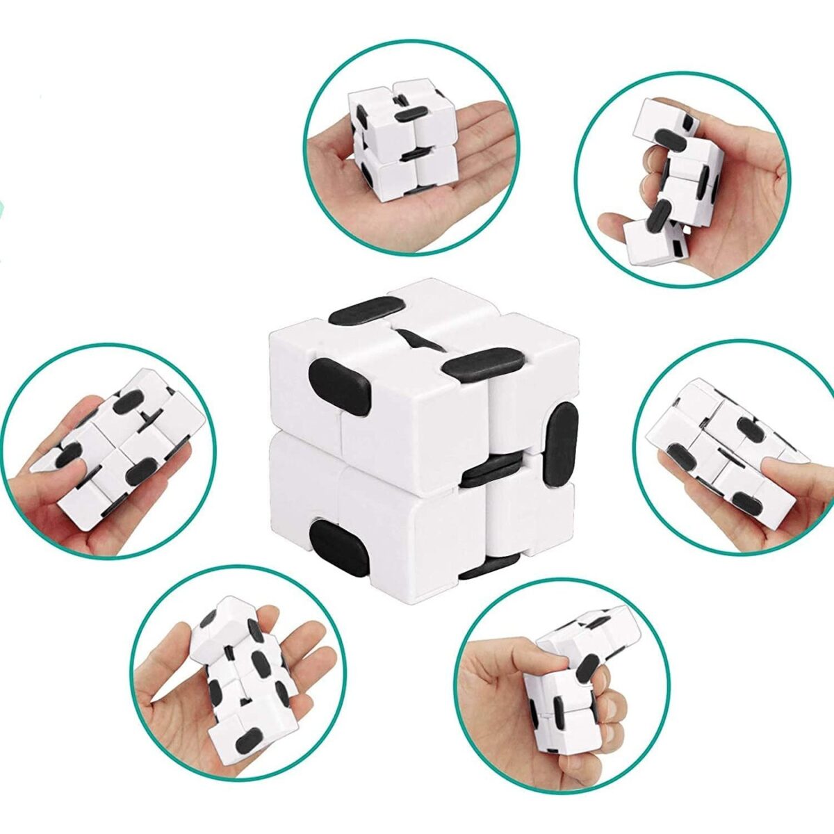 Cub antistres, Fidget Toy, Infinity Magic Cube, Alb, 4x4x4 cm - imagine 2