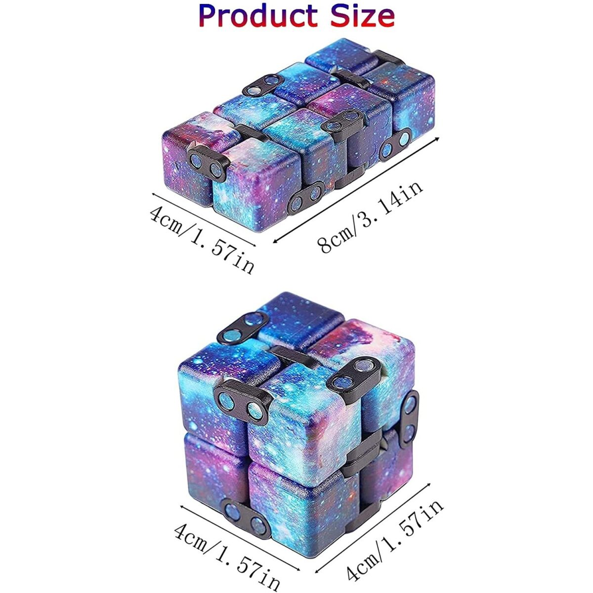 Cub antistres, Fidget Toy, Infinity Magic Cube, Galaxy, 4x4x4 cm - imagine 2