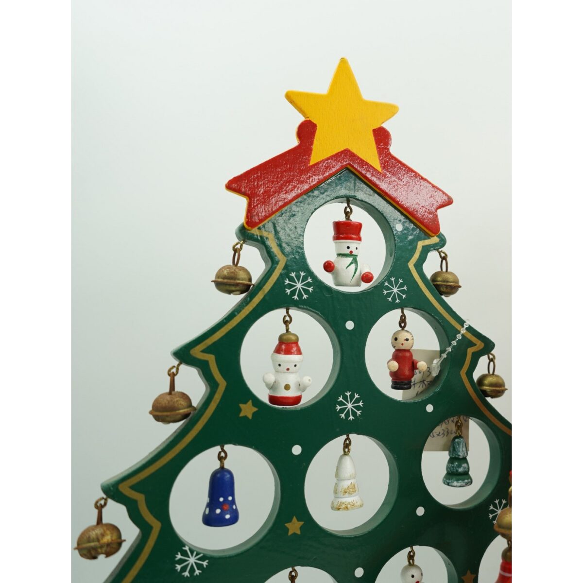 Decoratiune Craciun, Brad, Verde, 15 cavitati cu ornamente, 25.5 cm x 33 cm, Lemn, Embo - imagine 2