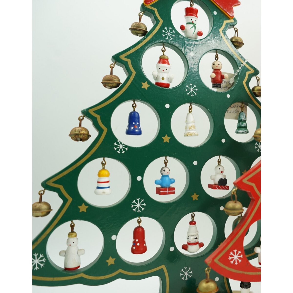 Decoratiune Craciun, Brad, Verde, 15 cavitati cu ornamente, 25.5 cm x 33 cm, Lemn, Embo - imagine 3