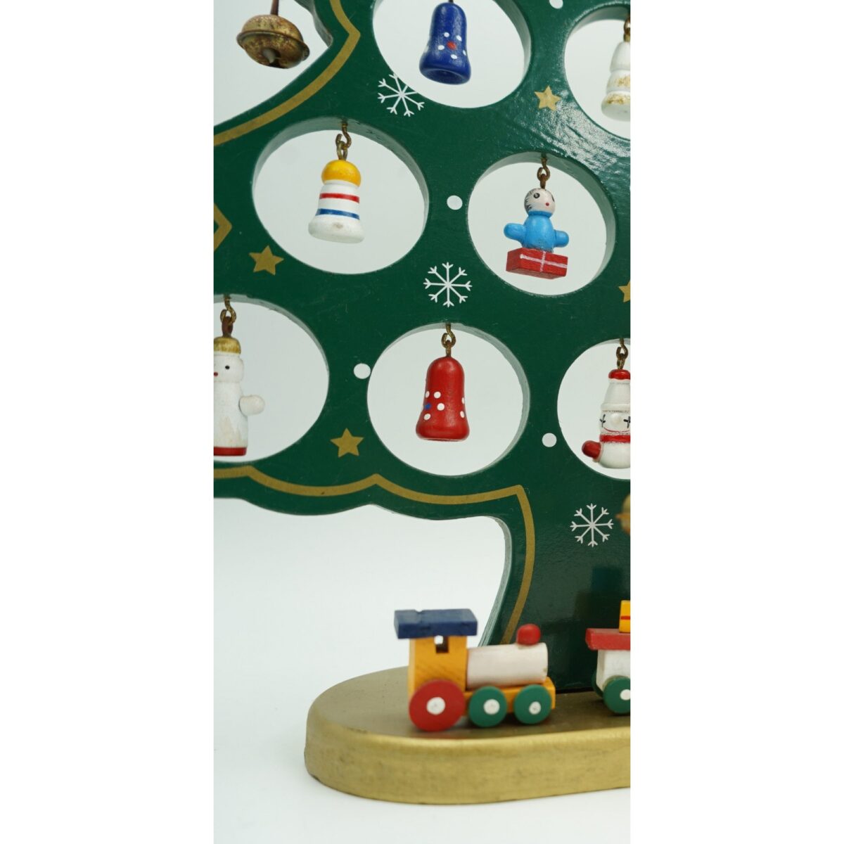Decoratiune Craciun, Brad, Verde, 15 cavitati cu ornamente, 25.5 cm x 33 cm, Lemn, Embo - imagine 4