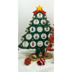 Decoratiune Craciun, Brad, Verde, 15 cavitati cu ornamente, 25.5 cm x 33 cm, Lemn, Embo - imagine 5