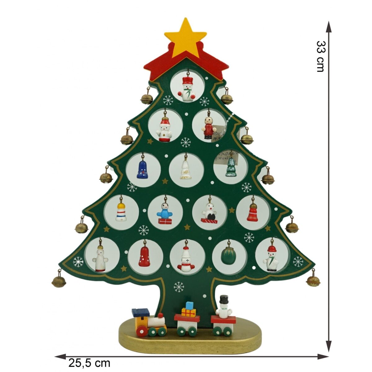 Decoratiune Craciun, Brad, Verde, 15 cavitati cu ornamente, 25.5 cm x 33 cm, Lemn, Embo - imagine 6