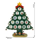 Decoratiune Craciun, Brad, Verde, 15 cavitati cu ornamente, 25.5 cm x 33 cm, Lemn, Embo - imagine 6