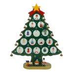 Decoratiune Craciun, Brad, Verde, 15 cavitati cu ornamente, 25.5 cm x 33 cm, Lemn, Embo