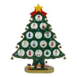 Decoratiune Craciun, Brad, Verde, 15 cavitati cu ornamente, 25.5 cm x 33 cm, Lemn, Embo