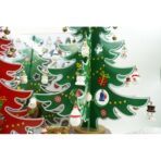Decoratiune Craciun, Brad, Verde/Alb, 15 cavitati cu ornamente, 25.5 cm x 33 cm, Lemn, Embo - imagine 8