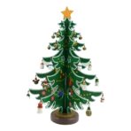 Decoratiune Craciun, Brad, Verde/Alb, 15 cavitati cu ornamente, 25.5 cm x 33 cm, Lemn, Embo