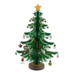 Decoratiune Craciun, Brad, Verde/Alb, 15 cavitati cu ornamente, 25.5 cm x 33 cm, Lemn, Embo