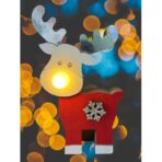 Decoratiune Craciun cu lumina, Ren, lumina alb-cald, 16 cm, Rosu, Model 1 - imagine 2