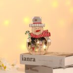 Decoratiune de Craciun, Embo, cu Lumini LED, din Lemn, 16 x 10.5 x 3.5 cm, Model Om de Zapada, Multicolor - imagine 5