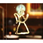 Decoratiune de Craciun Luminoasa in forma de Ingeras 21x12 cm, cu Ventuza, Alb Cald, Embo - imagine 3