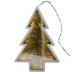 Decoratiune Luminoasa cu Baterii/USB Model Brad 20 cm Alb Cald - imagine 3