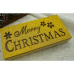 Decoratiune luminoasa, Embo, Marry Christmas, galben, lungime: 19 cm, latime: 9 cm, inaltime: 4 cm, lemn, interior/exterior - imagine 2