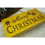 Decoratiune luminoasa, Embo, Marry Christmas, galben, lungime: 19 cm, latime: 9 cm, inaltime: 4 cm, lemn, interior/exterior - imagine 5