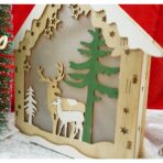 Decoratiune luminoasa, model de  Casa cu Reni, maro, lungime: 18 cm, latime: 5 cm, inaltime: 21 cm, lemn, interior/exterior - imagine 3