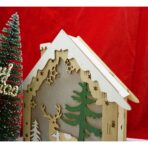 Decoratiune luminoasa, model de  Casa cu Reni, maro, lungime: 18 cm, latime: 5 cm, inaltime: 21 cm, lemn, interior/exterior - imagine 4