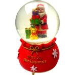 Decoratiune muzicala glob cu zapada, cu lumini si muzica, Mos Craciun, 16 cm, multicolor - imagine 3