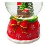 Decoratiune muzicala glob cu zapada, cu lumini si muzica, Mos Craciun cu sania, 13 cm, multicolor - imagine 2