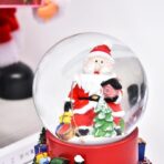 Decoratiune muzicala glob cu zapada, cu lumini si muzica, Mos Craciun, cu trenulet 13.5 cm, multicolor - imagine 3