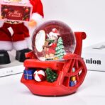 Decoratiune muzicala glob cu zapada, cu lumini si muzica, Mos Craciun, forma scaun, 13 cm, multicolor - imagine 2