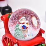 Decoratiune muzicala glob cu zapada, cu lumini si muzica, Mos Craciun, forma scaun, 13 cm, multicolor - imagine 3