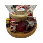 Decoratiune muzicala glob cu zapada, cu lumini si muzica, Mos Craciun si copilasi, 13 cm, multicolor - imagine 2