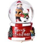 Decoratiune glob cu zapada Embo, Baiat si om de zapada, diametru 4.5 cm, multicolor