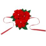 Decoratiune pentru perdea/draperie cu tematica de Craciun Embo, model floare Craciunita, material texit si poliester, 31 cm, cu snur, rosu - imagine 6