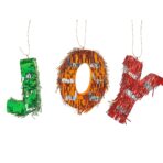 Pinata Mini JOY, Embo, Accesoriu pentru Petrecere Set 3 Bucati din Hartie Creponata si Carton, Pinata pentru Petreceri, 40 x 27 x 8 cm, Verde Portocaliu Rosu