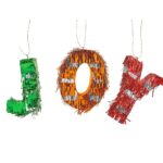 Pinata Mini JOY, Embo, Accesoriu pentru Petrecere Set 3 Bucati din Hartie Creponata si Carton, Pinata pentru Petreceri, 40 x 27 x 8 cm, Verde Portocaliu Rosu