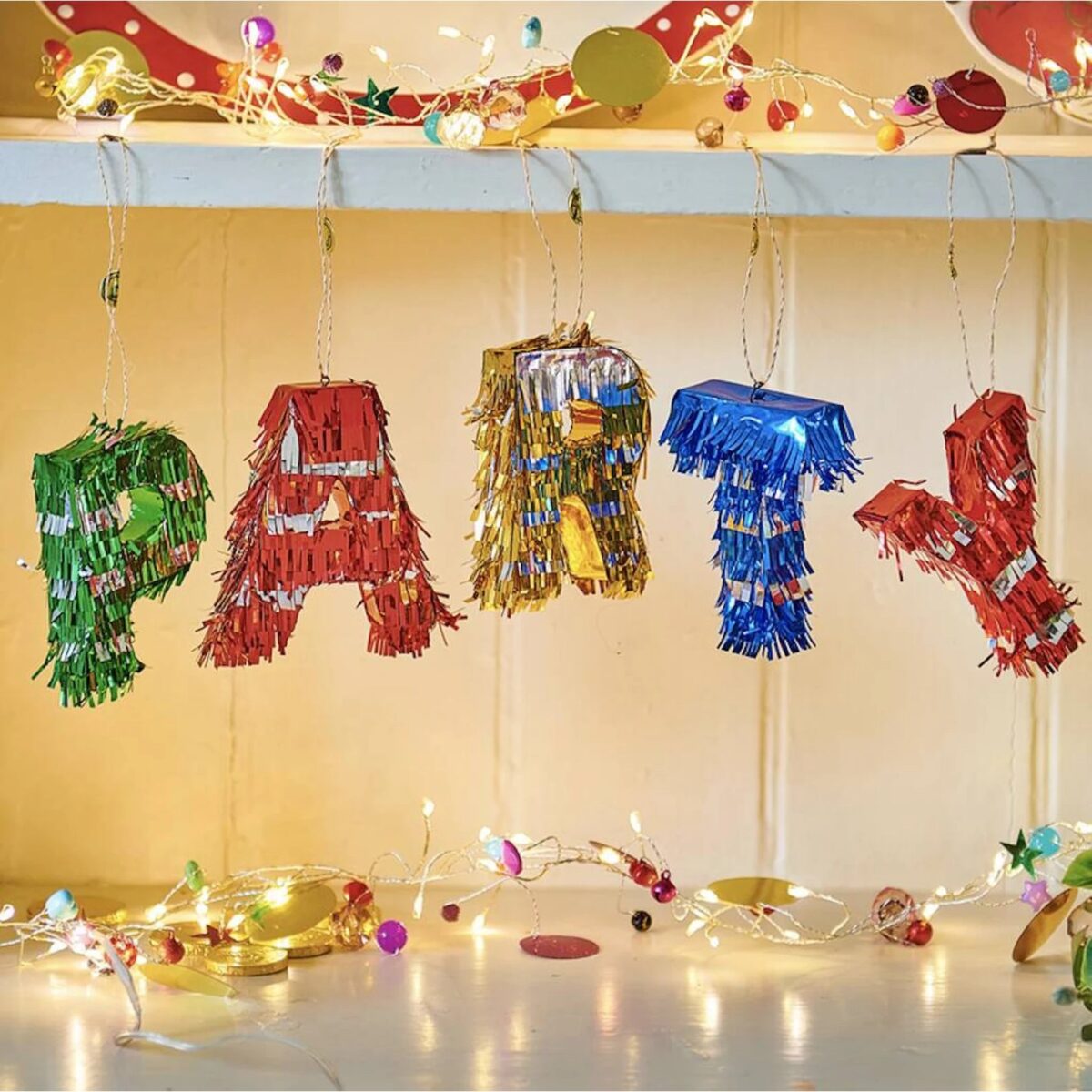 Pinata Mini PARTY, Embo, Accesoriu pentru Petrecere Set 5 Bucati din Hartie Creponata si Carton, Pinata pentru Petreceri, 61 x 43 x 8 cm, Multicolor - imagine 2