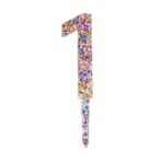 Decoratiune Topper pentru Tort, Embo, din Acrilic cu Fulgi de Sclipici, Model Cifra 1, Inaltime 18.5 cm, Transparent MulticolorÂ 