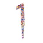 Decoratiune Topper pentru Tort, Embo, din Acrilic cu Fulgi de Sclipici, Model Cifra 1, Inaltime 18.5 cm, Transparent MulticolorÂ 
