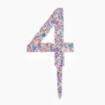 Decoratiune Topper pentru Tort, Embo, din Acrilic cu Fulgi de Sclipici, Model Cifra 4, Inaltime 18.5 cm, Transparent MulticolorÂ 