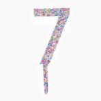 Decoratiune Topper pentru Tort, Embo, din Acrilic cu Fulgi de Sclipici, Model Cifra 7, Inaltime 18.5 cm, Transparent MulticolorÂ