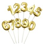 Lumanare Cifra 2, Embo, Model Diamond, 5 x 3.4 cm, Auriu - imagine 7