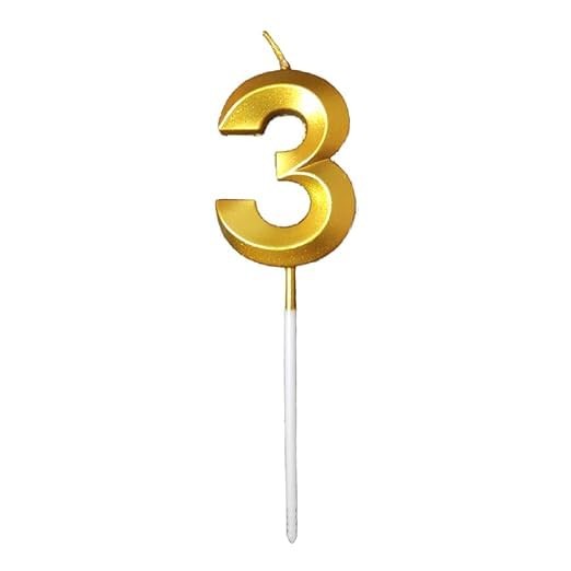 diamond-number-candle-5cm-3-4cm-gold-number-3-68f934105fd27 Lumanare Cifra 3, Embo, Model Diamond, 5 x 3.4 cm, Auriu - imagine 1