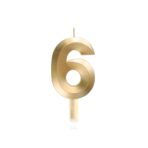 Lumanare Cifra 6, Embo, Model Diamond, 5 x 3.4 cm, Auriu - imagine 6