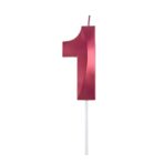 Lumanare Cifra 1, Embo, Model Diamond, 5 x 3.4 cm, Roz - imagine 5