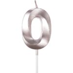 Lumanare Cifra 0, Embo, Model Diamond, 5 x 3.4 cm, Argintiu